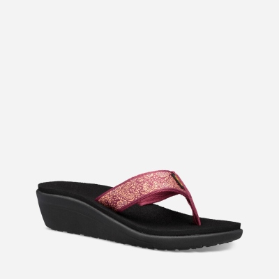 Teva Voya Wedge Women's Red Purple / Black Flip Flops CA38089 Canada Online